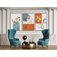 Pictură ArtShop Girl With Flowers in Scandinavian Style Triptych 30x45cm (SET453-L)