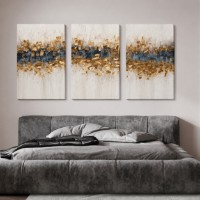 Pictură ArtShop Gold and Blue Abstraction Triptych 30x45cm (SET494)