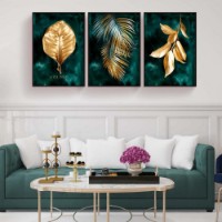 Картина ArtShop Golden Leaves on Green Background Triptych 60x90cm (SET188-MM-L)