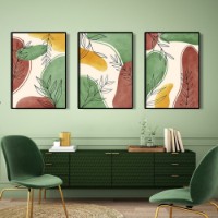 Pictură ArtShop Leaves on Multicolored Background Triptych 30x45cm (SET362-M)