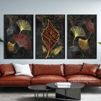 Pictură ArtShop Leaves with Golden Edges Triptych 60x90cm (SET557-MM-L)