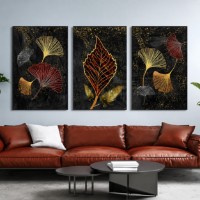 Pictură ArtShop Leaves with Golden Edges Triptych 60x90cm (SET557-XL-L)