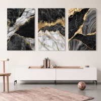 Pictură ArtShop Marble with Gold Elements Triptych 30x45cm (SET263)