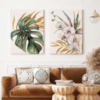 Pictură ArtShop Leaves and White Orchids Diptych 30x45cm (SET285)