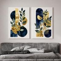 Pictură ArtShop Leaves with Geometry Diptych 60x90cm (SET537-XL-L)