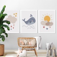Pictură ArtShop Fish, Sun & Cloud 40x60cm (SET423-XL)