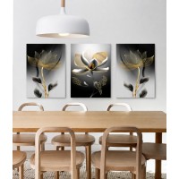 Pictură ArtShop Gold & Black Flower 40x60cm (SET183)