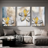 Pictură ArtShop Gray Flowers with Golden Elements Triplych 40x60cm (SET489-XL)
