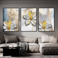 Pictură ArtShop Gray Flowers with Golden Elements Triplych 60x90cm (SET489-LL-L)