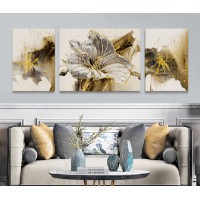 Картина ArtShop Gray Flower with Gold Elements Triptych (SET244-L-PL)