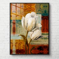 Pictură ArtShop White Tulip On Abstract Brown Background 60x90cm (PA23)