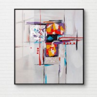 Pictură ArtShop Yellow Accent on Gray Square 100x100cm (PA12)