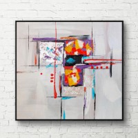 Pictură ArtShop Yellow Accent on Gray Square 40x40cm (PA12-XL-L)