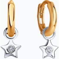 Cercei din aur combinat cu diamante Casa Bosco 1021521 1,57g imaginea #2 — magazin online Desire.md