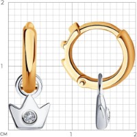 Cercei din aur combinat cu diamante Casa Bosco 1021567 1,9g imaginea #2 — magazin online Desire.md
