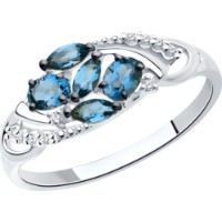 Inel din aur alb cu topaz London si zirconiu Casa Bosco 714241-3 1,6g s.17