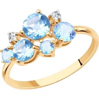 Inel din aur roz cu topaz si zirconiu Casa Bosco 716063 2,12g s.18,5