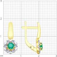 Cercei din aur galben cu agat si zirconiu Casa Bosco 725777-2 2,82g imaginea #2 — magazin online Desire.md