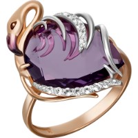 Inel din aur rosu cu ametist si topaz incolor Platina 01-5287-00-225-1110-46 3,77g s.17