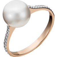 Inel din aur rosu cu perla si zirconiu Platina 01-5336-00-302-1110-31 2,21g s.17,5