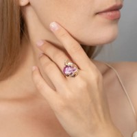 Inel din aur rosu cu ametist si topaz incolor Platina 01-5393-00-225-1110-46 4,72g s.17 imaginea #3 — magazin online Desire.md