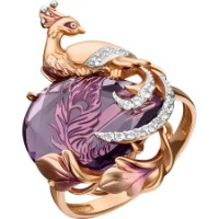 Inel din aur rosu cu ametist si topaz incolor Platina 01-5393-00-225-1110-46 4,72g s.17