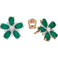 Cercei din aur rosu cu calcedon si zirconiu Platina 02-3393-00-275-1110-47 2,13g