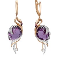 Серьги из красного золота с аметистом и бесцветным топазом Platina 02-4367-00-225-1110-46 7,28g
