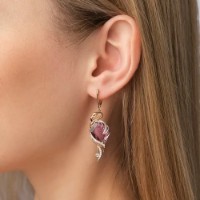 Серьги из красного золота с аметистом и бесцветным топазом Platina 02-4367-00-225-1110-46 7,56g фото №3 — интернет-магазин Desire.md