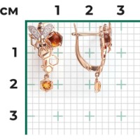 Серьги из красного золота с цитрином, янтарём и эмалью Platina 02-4681-00-734-1110-57 3,48g фото №4 — интернет-магазин Desire.md