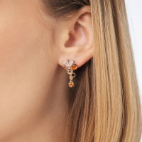 Серьги из красного золота с цитрином, янтарём и эмалью Platina 02-4681-00-734-1110-57 3,48g фото №2 — интернет-магазин Desire.md