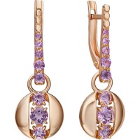 Серьги из красного золота с аметистом Platina 02-5401-00-203-1110 3,6g