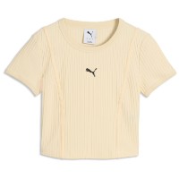 Женская футболка Puma Ess Ribbed Baby Tee Buttercream, s.S