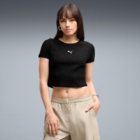 Tricou de dame Puma Ess Ribbed Baby Tee Puma Black, s.L imaginea #3 — magazin online Desire.md