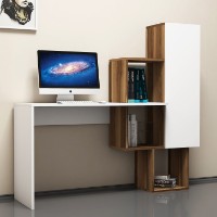 Masa de birou Hanah Home Acelya Walnut White imaginea #1 — magazin online Desire.md