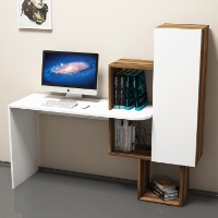 Masa de birou Hanah Home Acelya Walnut White imaginea #2 — magazin online Desire.md