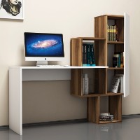 Masa de birou Hanah Home Acelya Walnut White imaginea #3 — magazin online Desire.md
