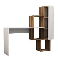 Masa de birou Hanah Home Acelya Walnut White imaginea #4 — magazin online Desire.md