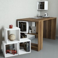 Masa de birou Hanah Home Box Walnut White imaginea #2 — magazin online Desire.md