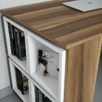 Masa de birou Hanah Home Box Walnut White imaginea #3 — magazin online Desire.md