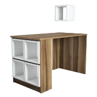 Masa de birou Hanah Home Box Walnut White imaginea #4 — magazin online Desire.md