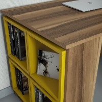 Masa de birou Hanah Home Box Walnut Yellow imaginea #3 — magazin online Desire.md