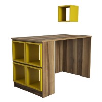 Masa de birou Hanah Home Box Walnut Yellow imaginea #4 — magazin online Desire.md