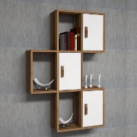 Настенная полка Hanah Home Flora Walnut White