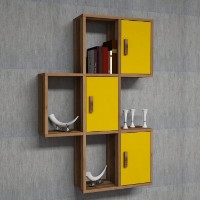 Raft de perete Hanah Home Flora Walnut Yellow