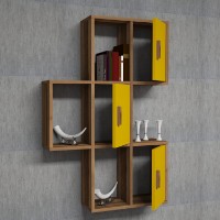 Raft de perete Hanah Home Flora Walnut Yellow imaginea #2 — magazin online Desire.md