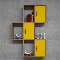 Raft de perete Hanah Home Flora Walnut Yellow imaginea #3 — magazin online Desire.md