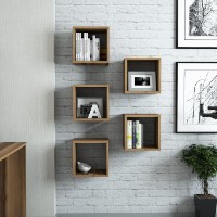 Set rafturi de perete Hanah Home Box Walnut