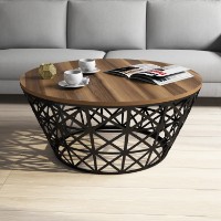Журнальный столик Hanah Home Stil Metal Ferforje Walnut