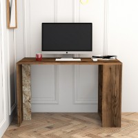 Masa de birou Hanah Home Lima Walnut White Marble imaginea #2 — magazin online Desire.md